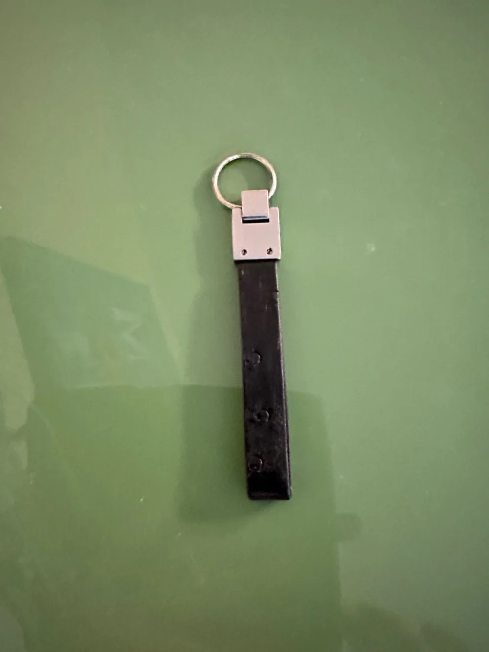 Prada Black Leather Strap Key Ring with Silver Hardware - Picture 2 of 5